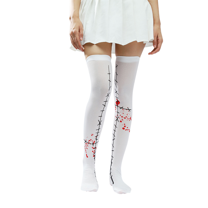 Halloween Print Pattern Thigh High Stockings Over Knee Stockings For Cosplay